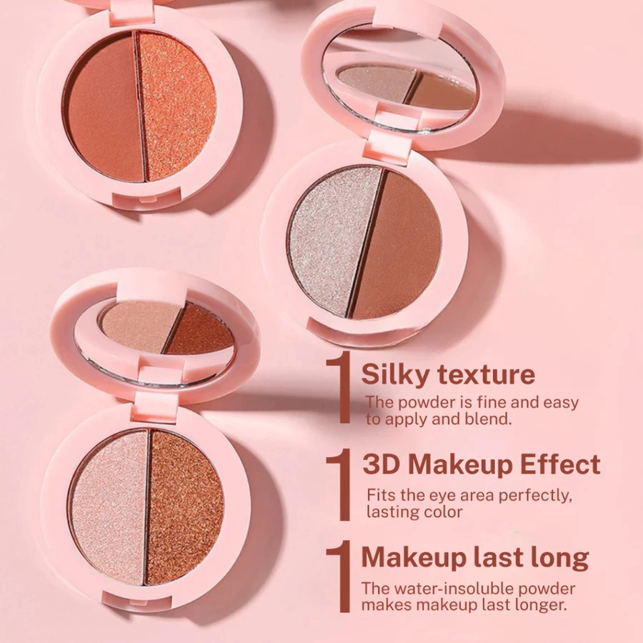 GROSIR 12 Pcs Eyeshadow Blush On 2in1 Palette 6 Warna Shimmer Matte Natural Longlasting 235 - Gambar 2