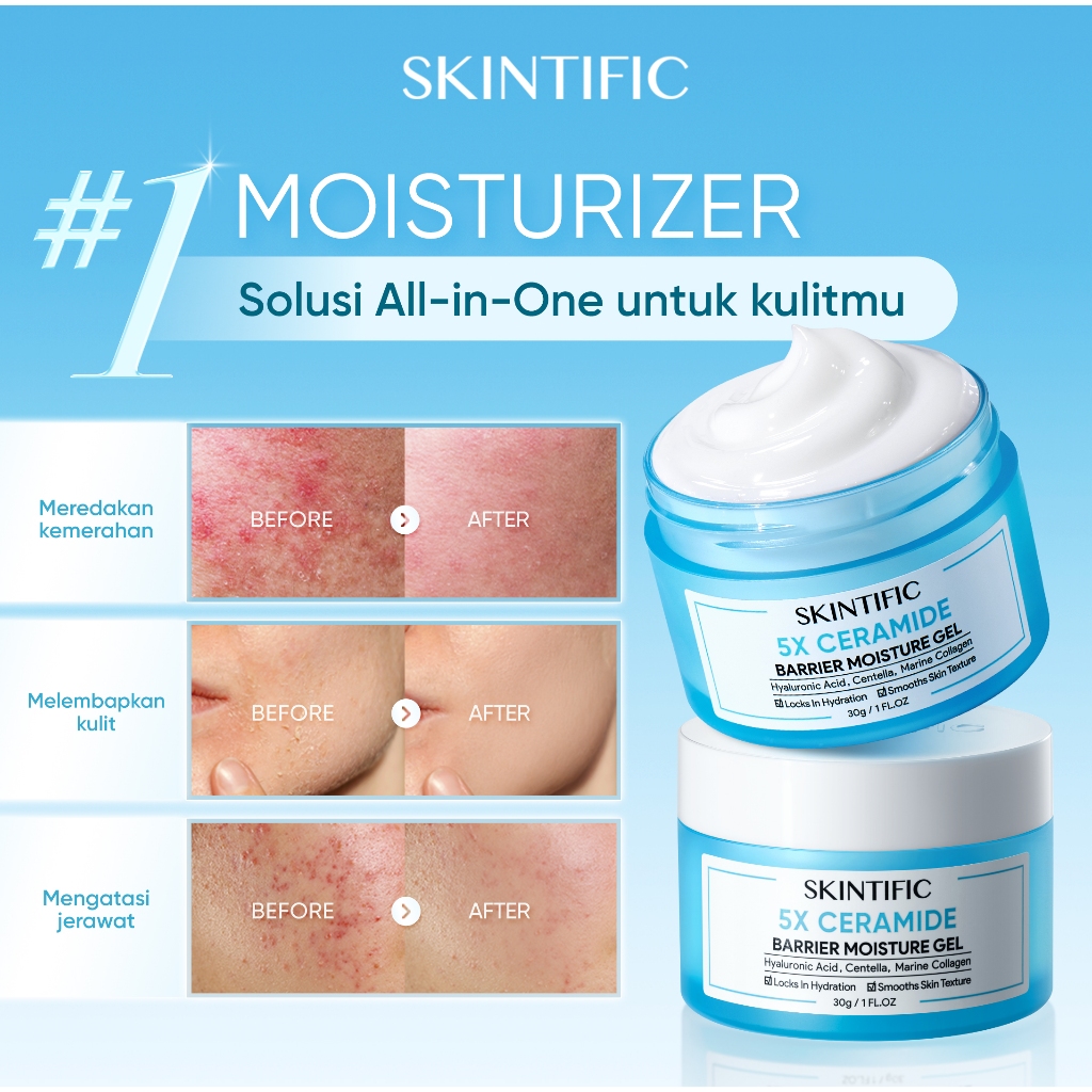 SKINTIFIC - 3PCS Repair Set / Panthenol Gel Cleanser + 5X Ceramide Barrier Moisturizer + 5X Ceramide Sunscreen SPF 50+ PA++++ - Gambar 4