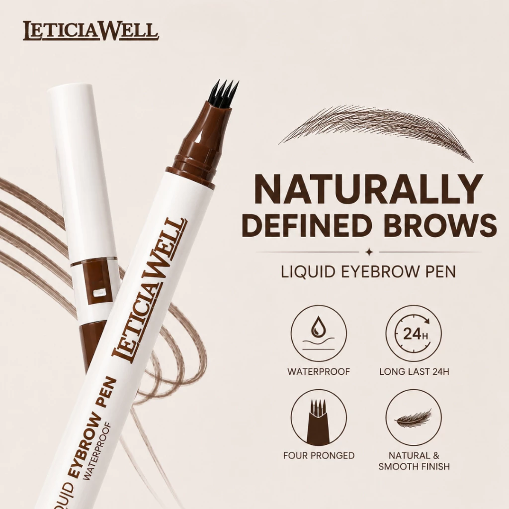 GROSIR 12 Pcs Eyebrow Pen Liquid 4 Tip Pensil Alis Ultra Tipis Waterproof Tahan Lama 24H 286 - Gambar 4