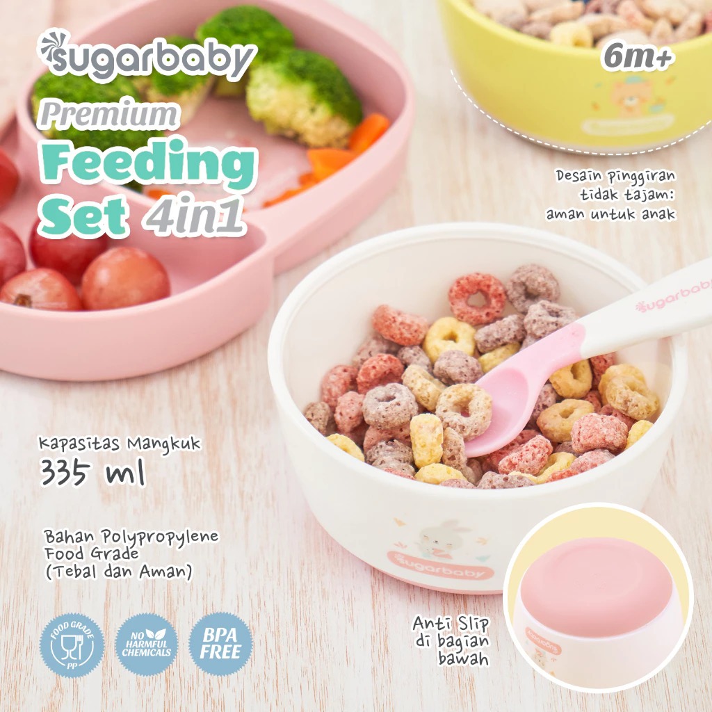 Sugarbaby Premium Feeding Set 4in1 - Tempat Makan dan Alat Makan Bayi - Perlengkapan Makan Bayi - Gambar 3