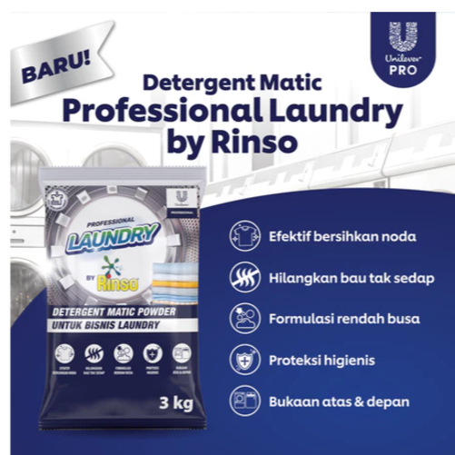 Professional Laundry by Rinso Detergent Laundry Kiloan Bubuk 3 Kg X3 - Gambar 3
