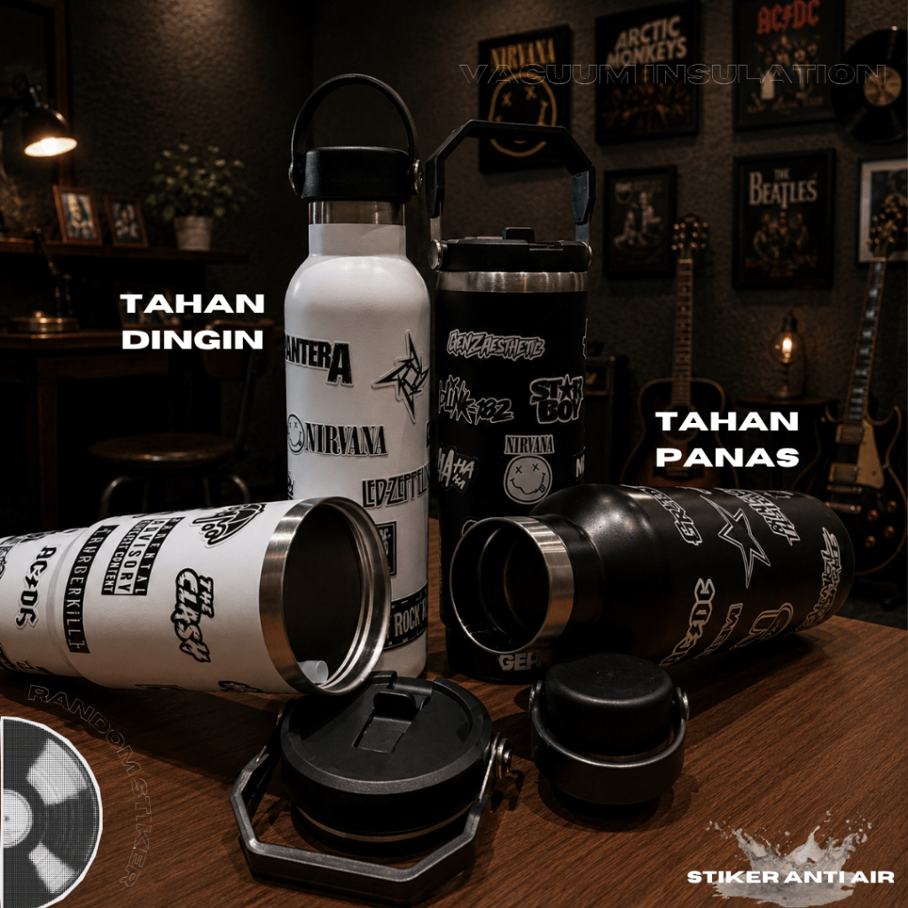 Tumbler Genz Black White Band Stainless Steel 900ML & 750ML Vacuum Insulated Band Premium Quality foto 3