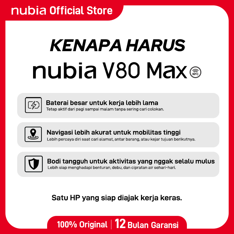 Handphone nubia V80 Max ROM 128 GB RAM 8 GB + 8 GB Smartphone Layar 6.9" HD 120Hz, Baterai 6000mAh Fast Charging GPS Turbo - Gambar 2
