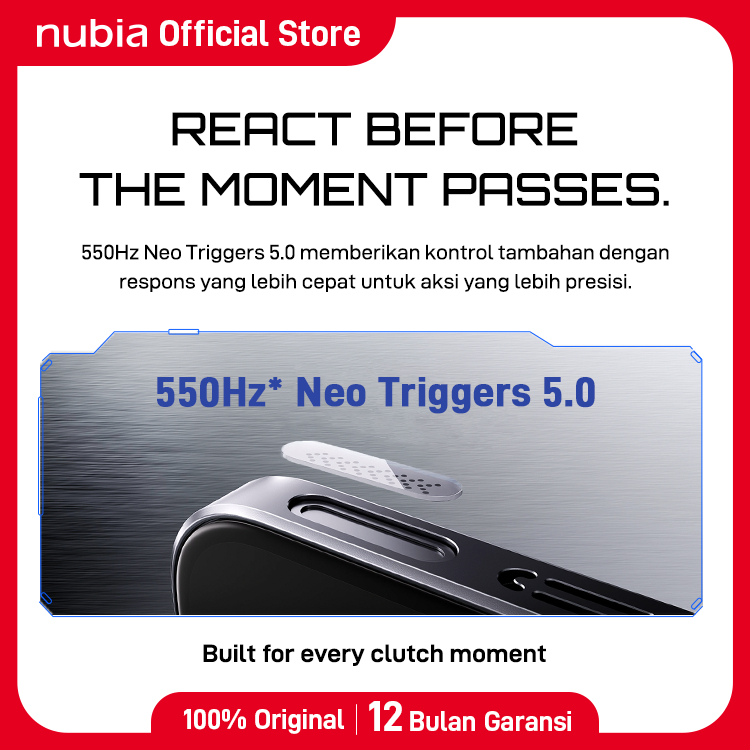 nubia NEO 5 GT Special Edition Liquid Cooling System RAM 12GB ROM 256 GB Air Cooling Fan 80W Fast Charging 550Hz Neo Triggers Handphone Gaming Garansi Resmi Android - Gambar 4