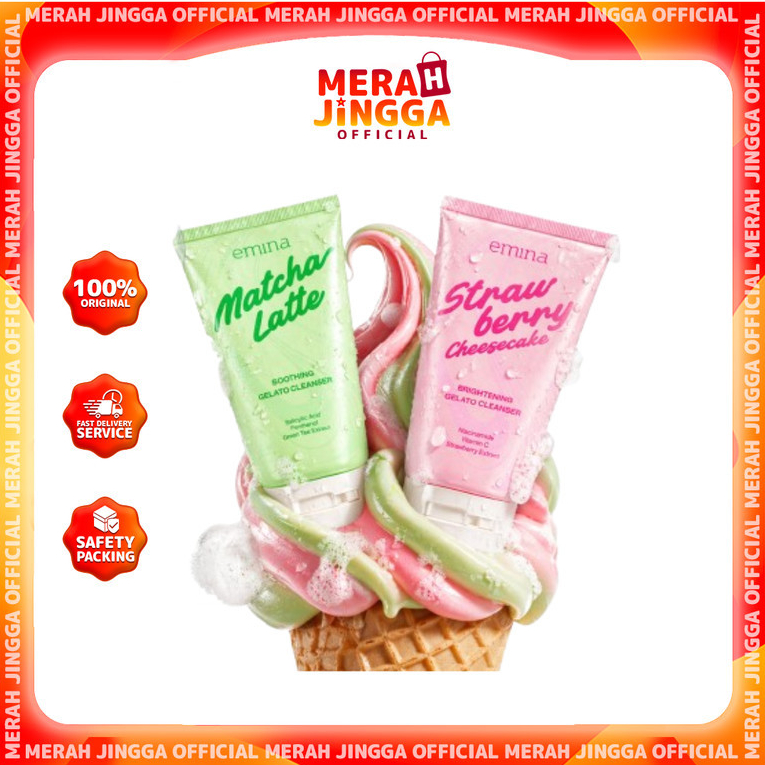 Emina Gelato Cleanser Series 100ml Facial Wash Gentle Brightening Oil Control Merah Jingga Official