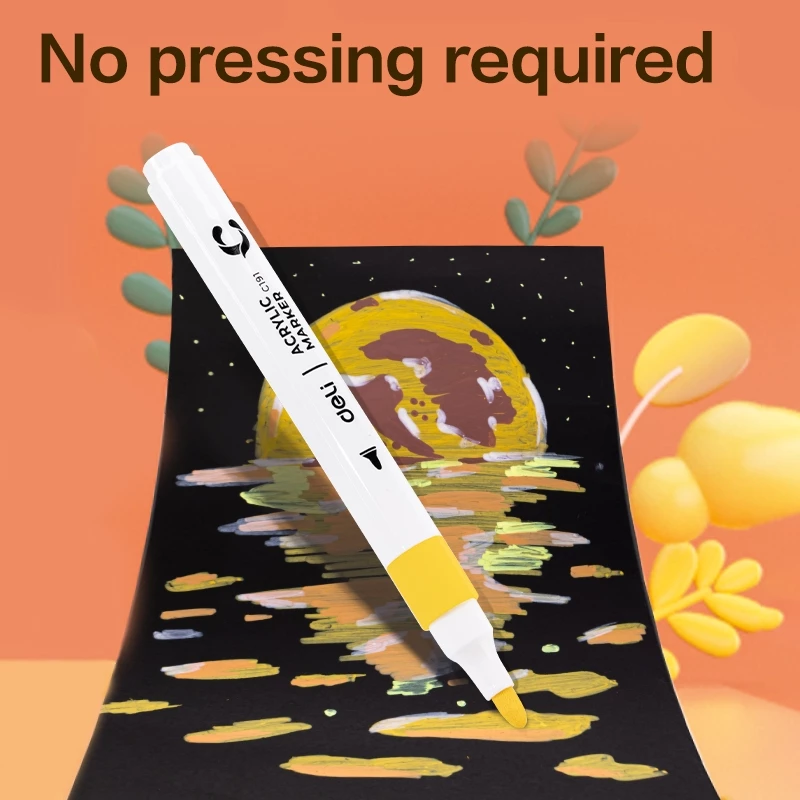 Deli x Cicimaksan Spidol Akrilik / Acrylic Marker Water Based dengan Tinta Warna Cerah dan Tahan dengan Air EC191 - Gambar 2