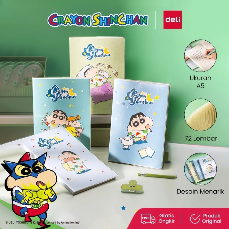 Deli x Cicimaksan ShinChan EVA Notebook / Buku Tulis Bersampul A5 72 Lembar LB203