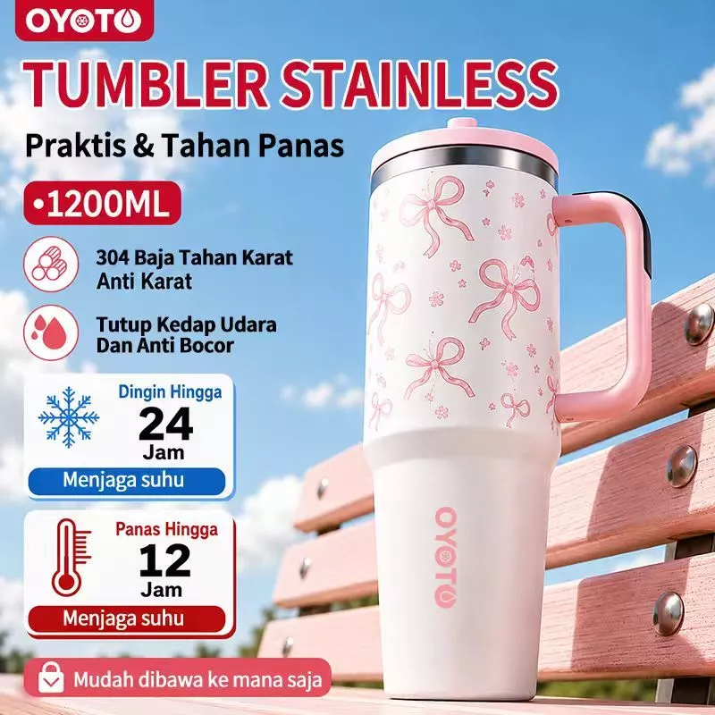 OYOTO Tumbler Stainless Steel Insulated Cup Portable Bottle Tahan Panas Dingin Kapasitas 900ML Travel