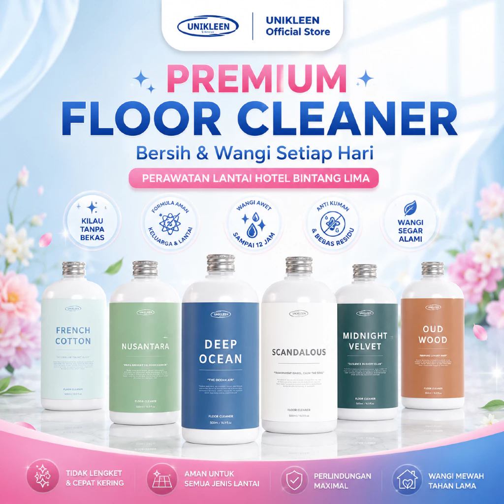 Unikleen Floor Cleaner Pembersih Lantai Antibacterial Cairan Pembersih sabun pel lantai Anti Lengket Bersih Wangi Premium 500ml