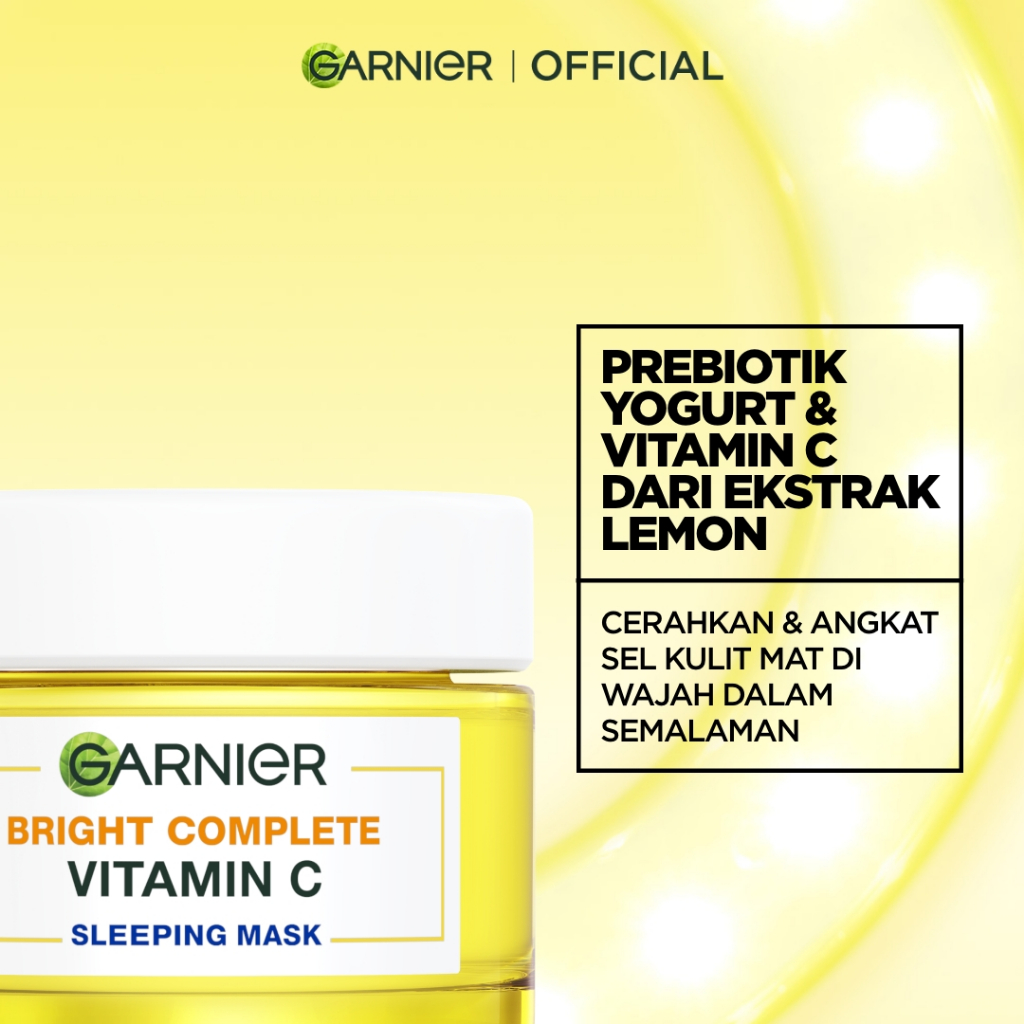 GARNIER Bright Complete Vitamin C Night Cream Brightening Sleeping Mask Krim Malam Mencerahkan 50 ml Moisturizer Tone Up Glowing Skincare - Pelembab Wajah Pemutih Wajah Toner Cream Pemutih Wajah Glowing Cepat - Gambar 4