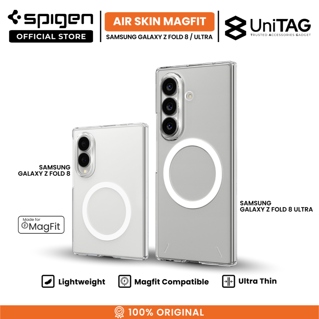 SPIGEN Case for Samsung Galaxy Z Fold 8 Ultra 7 Air Skin Magfit Ultra Slim Strong Magnetic Clear Casing