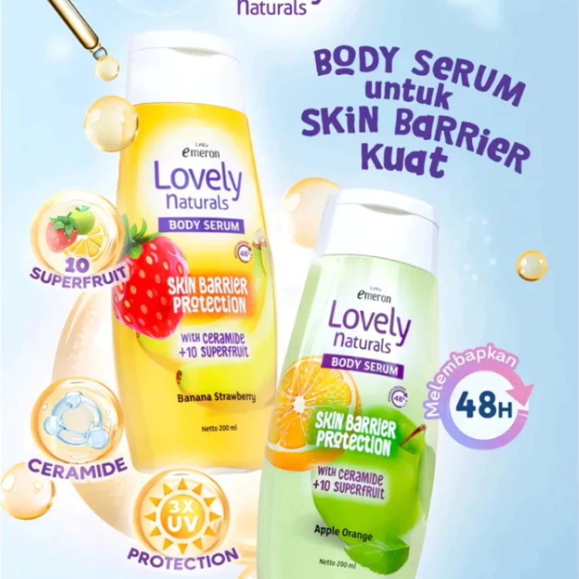 EMERON Lovely Naturals Body Serum 200Ml -Apple Orange / Distributor Cream Ori - Gambar 4
