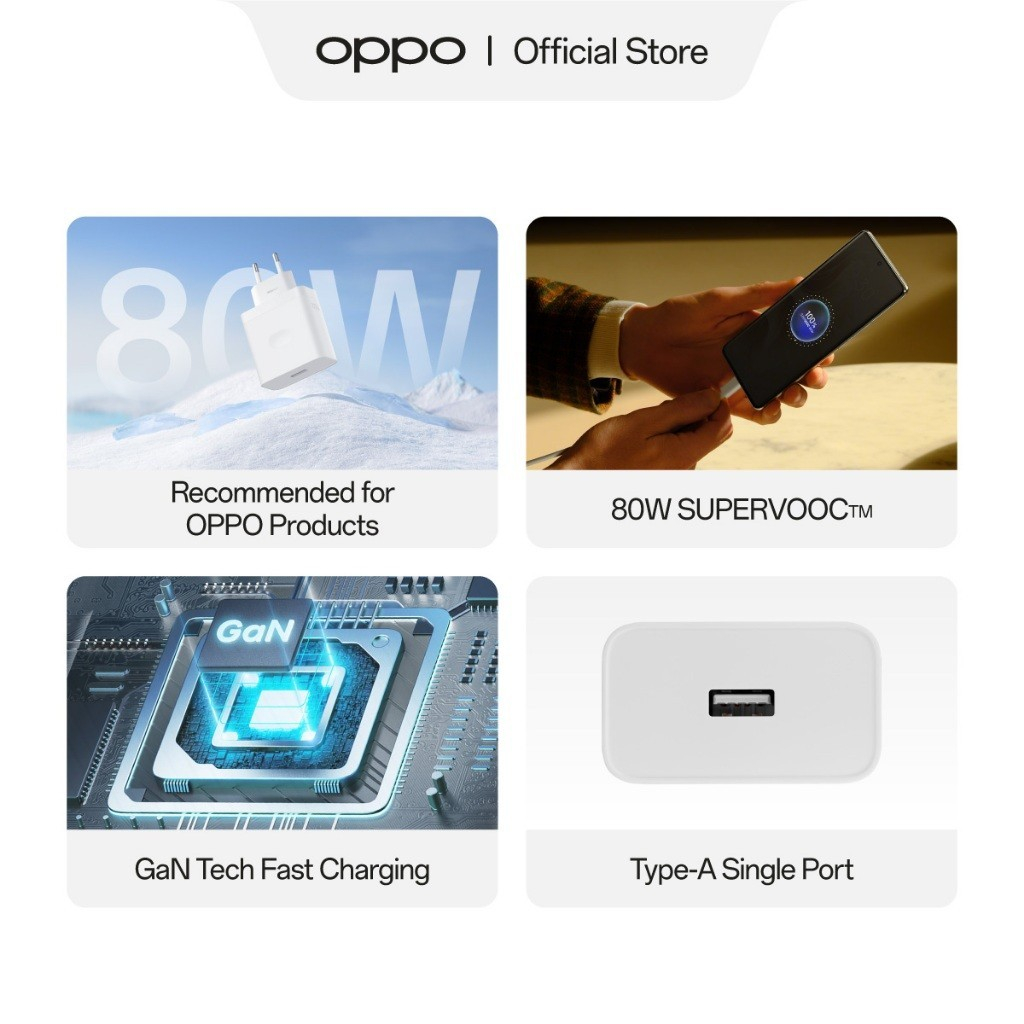 OPPO SUPERVOOC 80W GaN Power Adapter Single Ports - Gambar 2