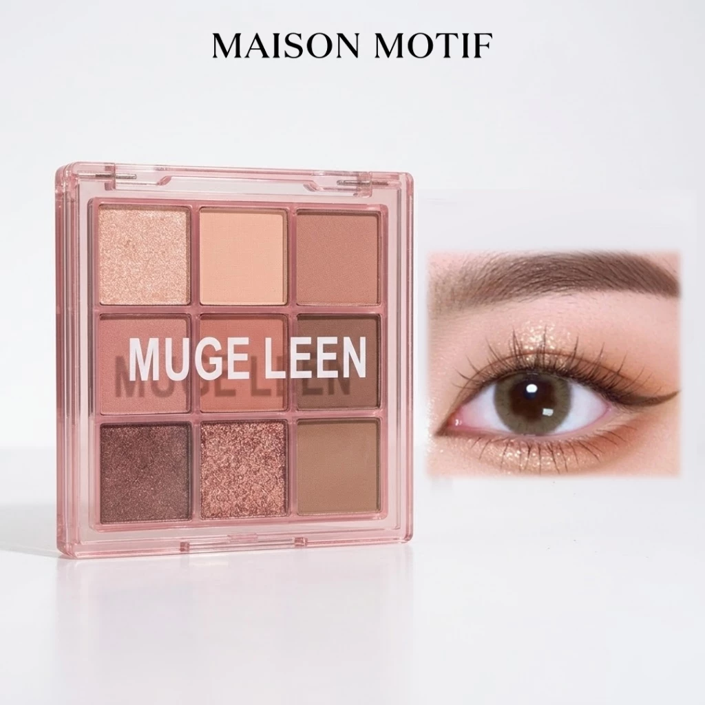 MUGELEEN Palet Eyeshadow 9 Warna Natural Long Lasting Matte Glitter Shimmer High Pigment Riasan Mata 77018