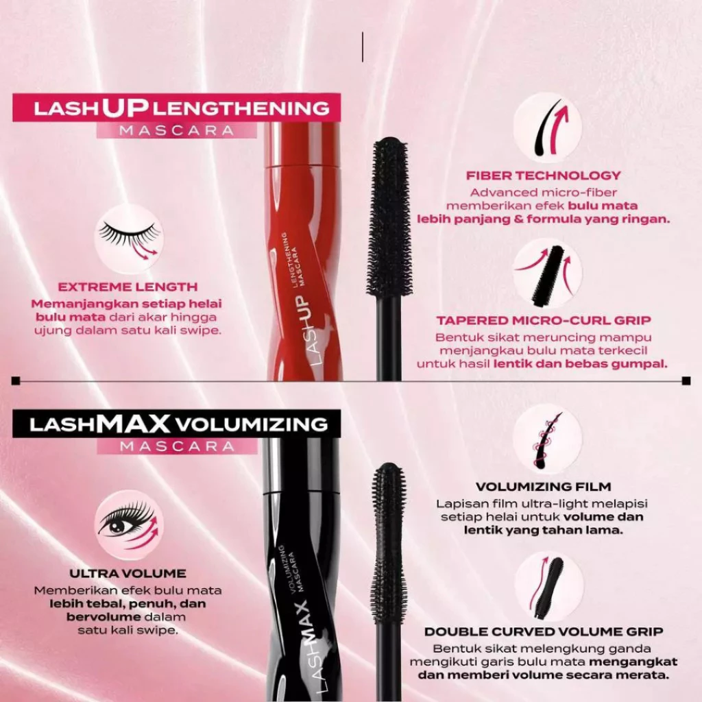 OMG Oh My Glam Volumizing & Lengthening Mascara I Tahan Lama 36H / Distributor Cream Ori - Gambar 2
