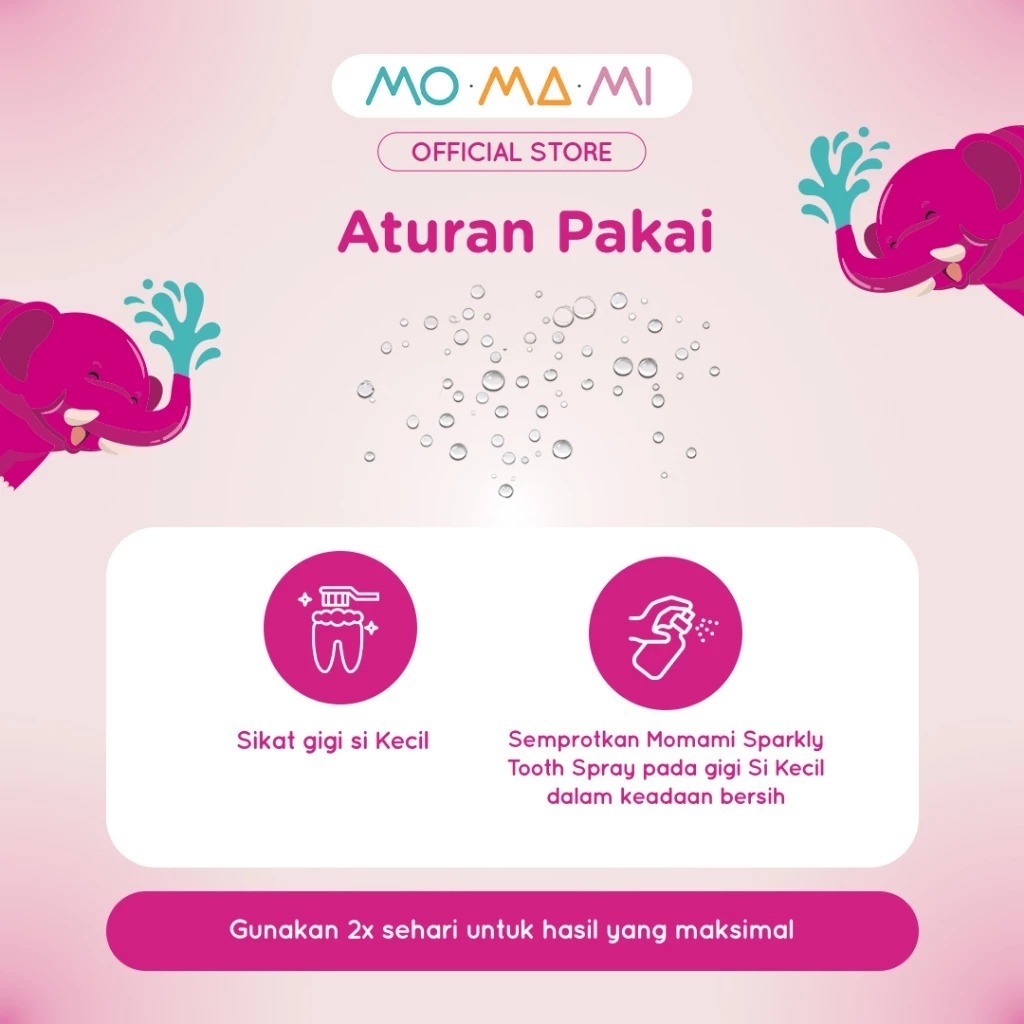 MOMAMI Sparkly Tooth Spray 20 ml Semprotan Perawatan Gigi Anak dengan Natural Xylitol Organic Green Tea - Gambar 3