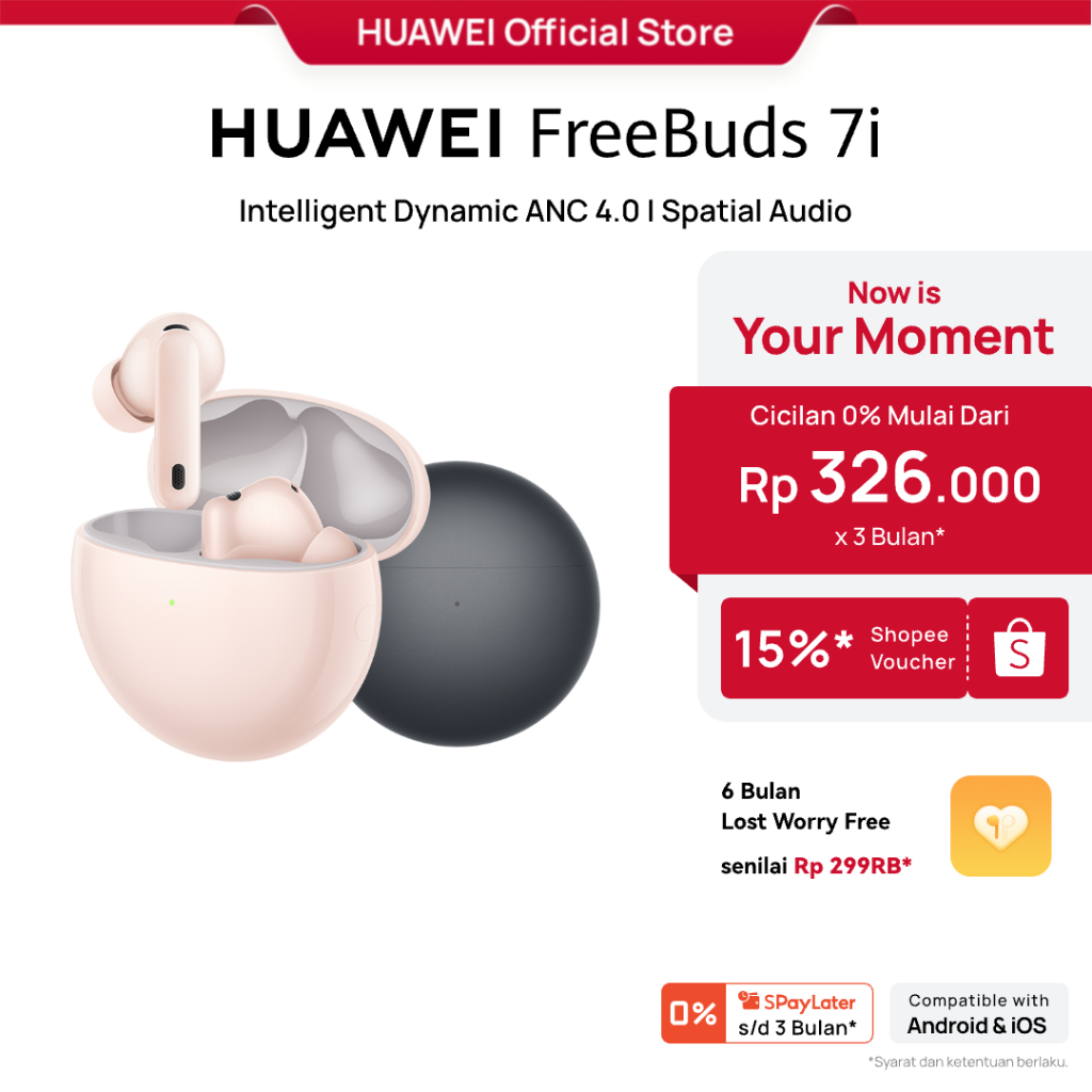 [PayDay s/d 15%] HUAWEI FreeBuds 7i TWS / Intelligent Dynamic ANC 4.0 / Spatial Audio l Clear Calls with Six Mics / IP54