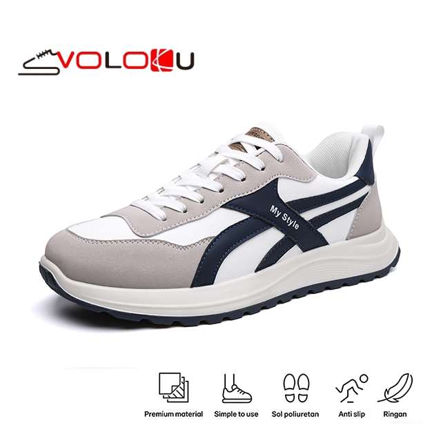 VOLOKU Sepatu olahraga kasual pria, sepatu lari untuk pelajar sekolah/kampus - Gambar 2