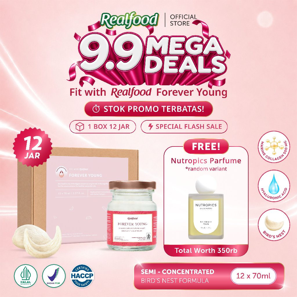 [SPECIAL 9.9 MEGA DEALS] Realfood Forever Young / Minuman Sarang Burung Walet / Beauty Drink / Collagen Drink / Glowing Skin / Elastisitas Kulit / Anti Aging / Minuman Kecantikan / Daily Beauty Wellness / Bird Nest Drink