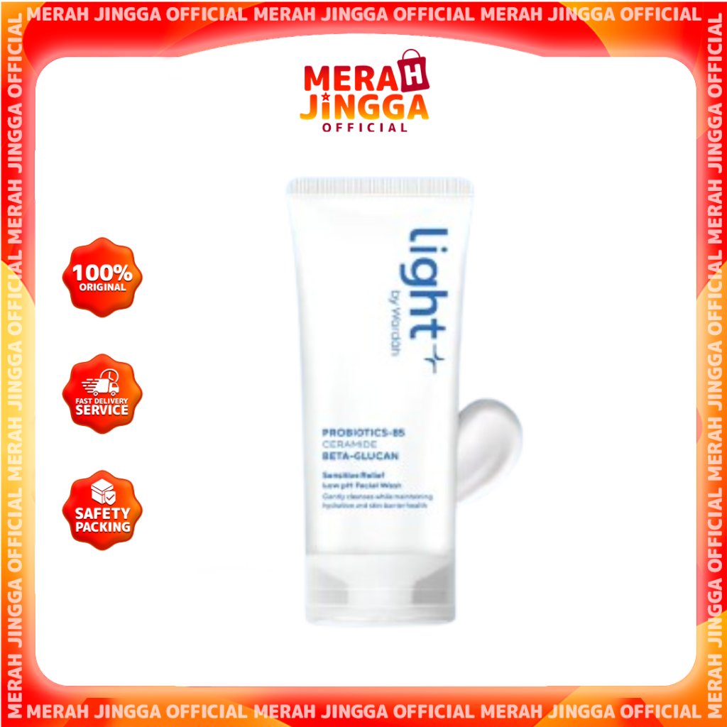 Light+ by Wardah B5 Sensitive Relief Low pH Facial Wash 70ml untuk Kulit Sensitif / Merah Jingga Official