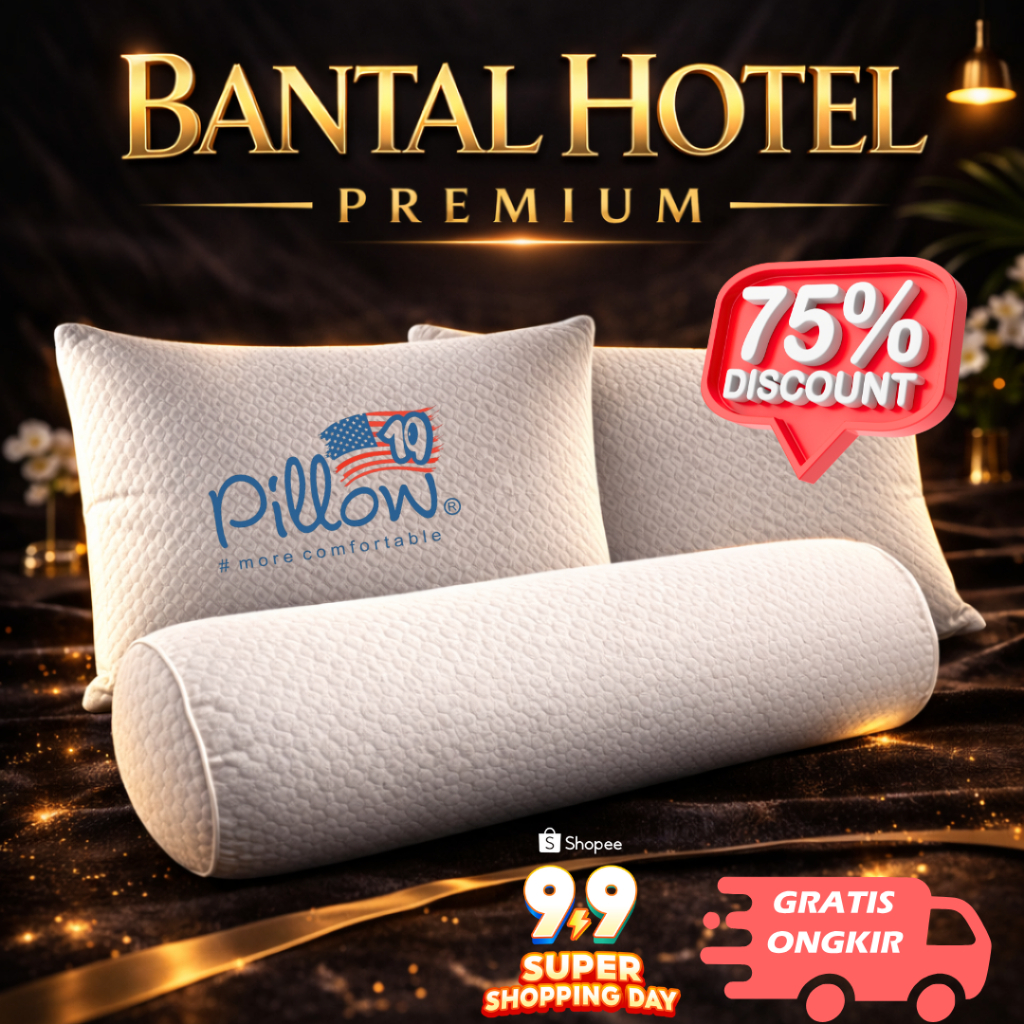 109 Pillow Bantal Guling Tidur Hotel Premium / Kain Motif Tebal Isi 100% Silikon Grade A Empuk Lembut Anti Kempes