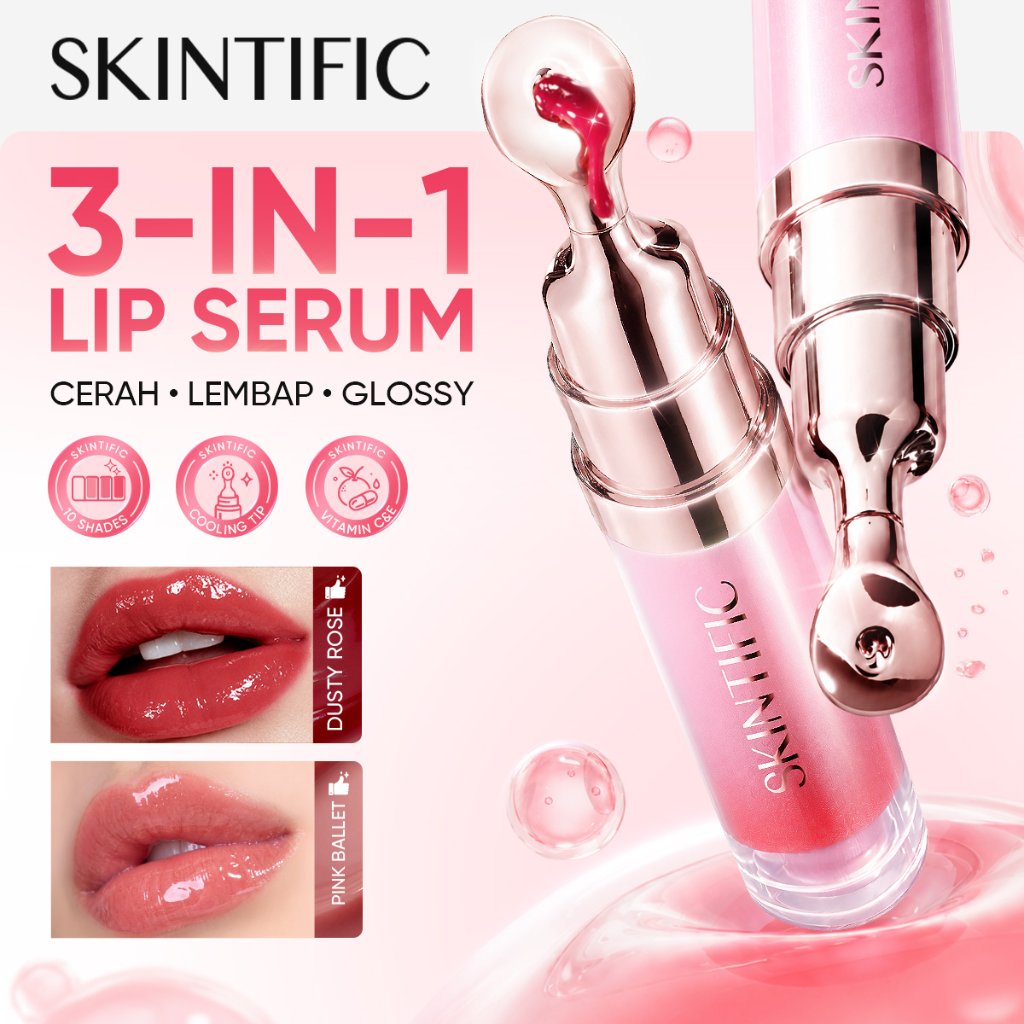 [New Shades!] SKINTIFIC - Peptide Brightening Lip Serum / Cerah Glossy Lembap Plump Mencerahkan Bibir Glowing dalam 14 Hari Menghidrasi & Melembutkan Meningkatkan Kilau Alami Bibir lip glossy Liptint lipstick tahan lama glasting