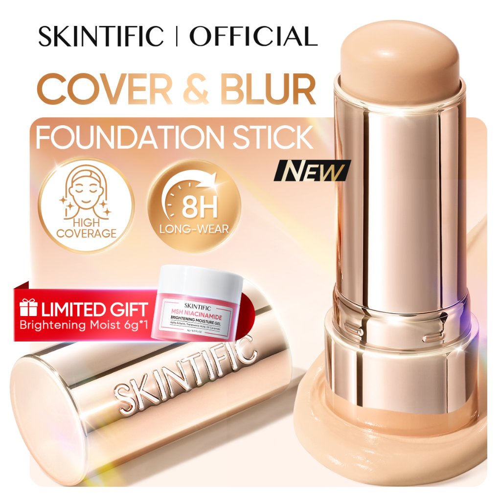 [NEW LACUNCH] SKINTIFIC - Cover Smooth Blurring Foundation Stick SKIN TINT STICK / Tahan Lama 8H STAY FLAWLESS SOFT MATTE FINISH Full Coverage Refill Cushion Concealer Highlighter Contour Blush SKINCARE-INFUSED Makeup