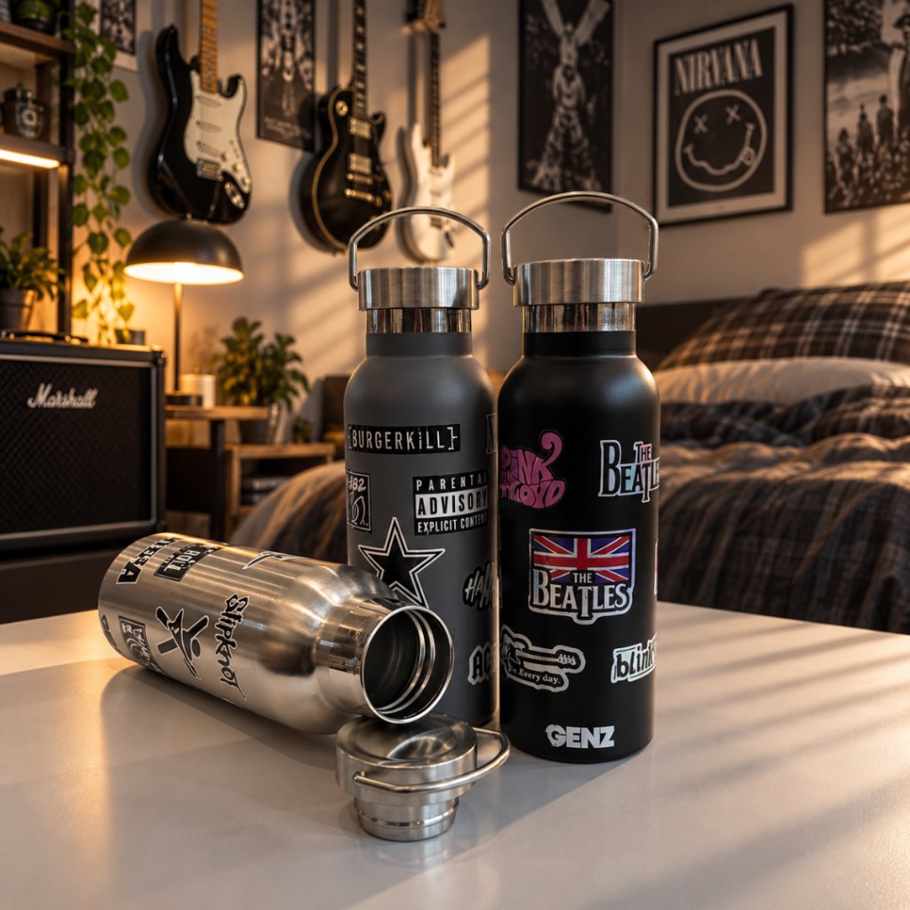 GENZ METALINK Stainless Tumbler | Botol Minum Premium Stiker Band Hologram & Black White foto 4