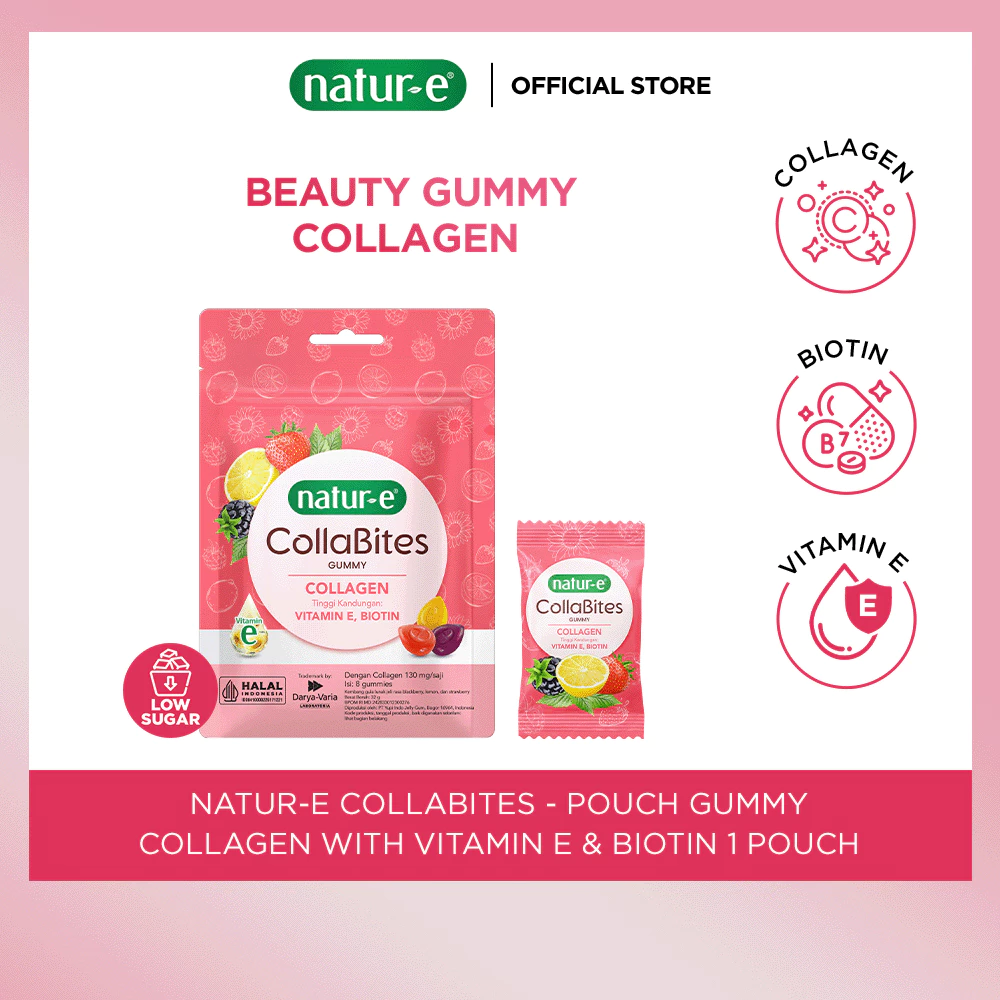 Natur-E Bundle Advanced Soft Capsule 16s + Soft Capsule Skinstart 100 IU 16s + CollaBites Pouch Gummy Collagen with Vitamin E & Biotin 1 pouch - Gambar 2