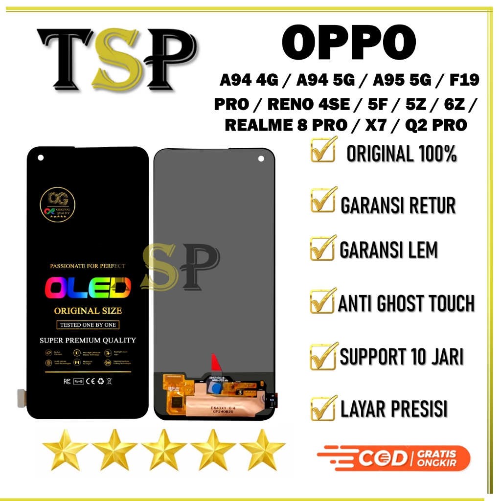 LCD OPPO A74 4G /A96 5G / F19 / F19 PRO / REALME 8 4G / 8 PRO 4G / 7 PRO / Q2 PRO / X7 / RENO 4SE / 5F / 7Z / 8Z / 5LITE FULLSET ORIGINAL BAWAAN PABRIK