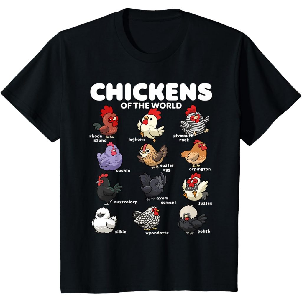 Amber's Unisex Chickens of the World Funny Cartoon Chicken Breeds Farm ...