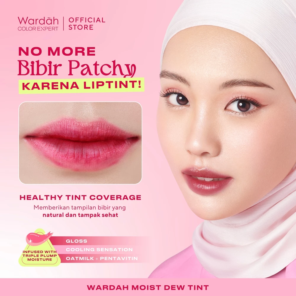 WARDAH Lip Tint Moist Dew Tint 3 g - Bibir Lembab - Tahan 24 Jam - Liptint Lip Stain Lipgloss Lip Matte Lipstik Lip Cream Lipcream - Liptin Anak Sekolah - Glossy Longlasting Waterproof - Makeup - Gambar 4