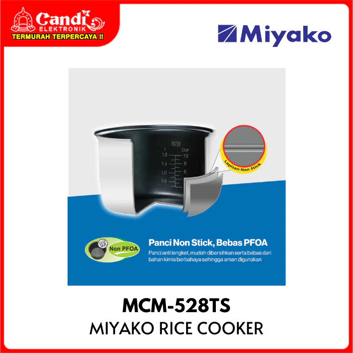 MIYAKO Rice Cooker 1,8 Liter Penanak Nasi Non Stick MCM-528TS - Gambar 4