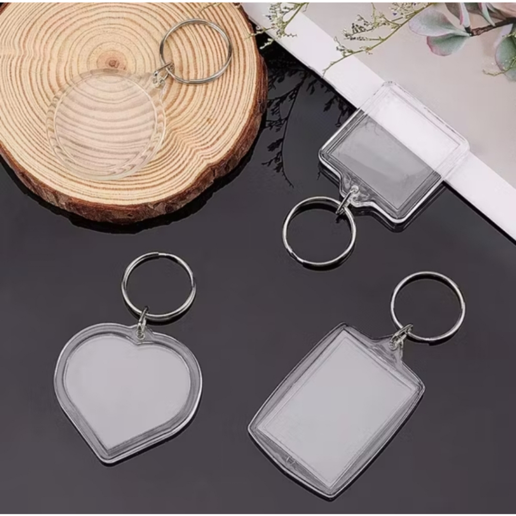 1PCS Gantungan Kunci Ganci Akrilik Transparan Insert Paper Photo Keychain Acrylic Polos Bening A091 - Gambar 3