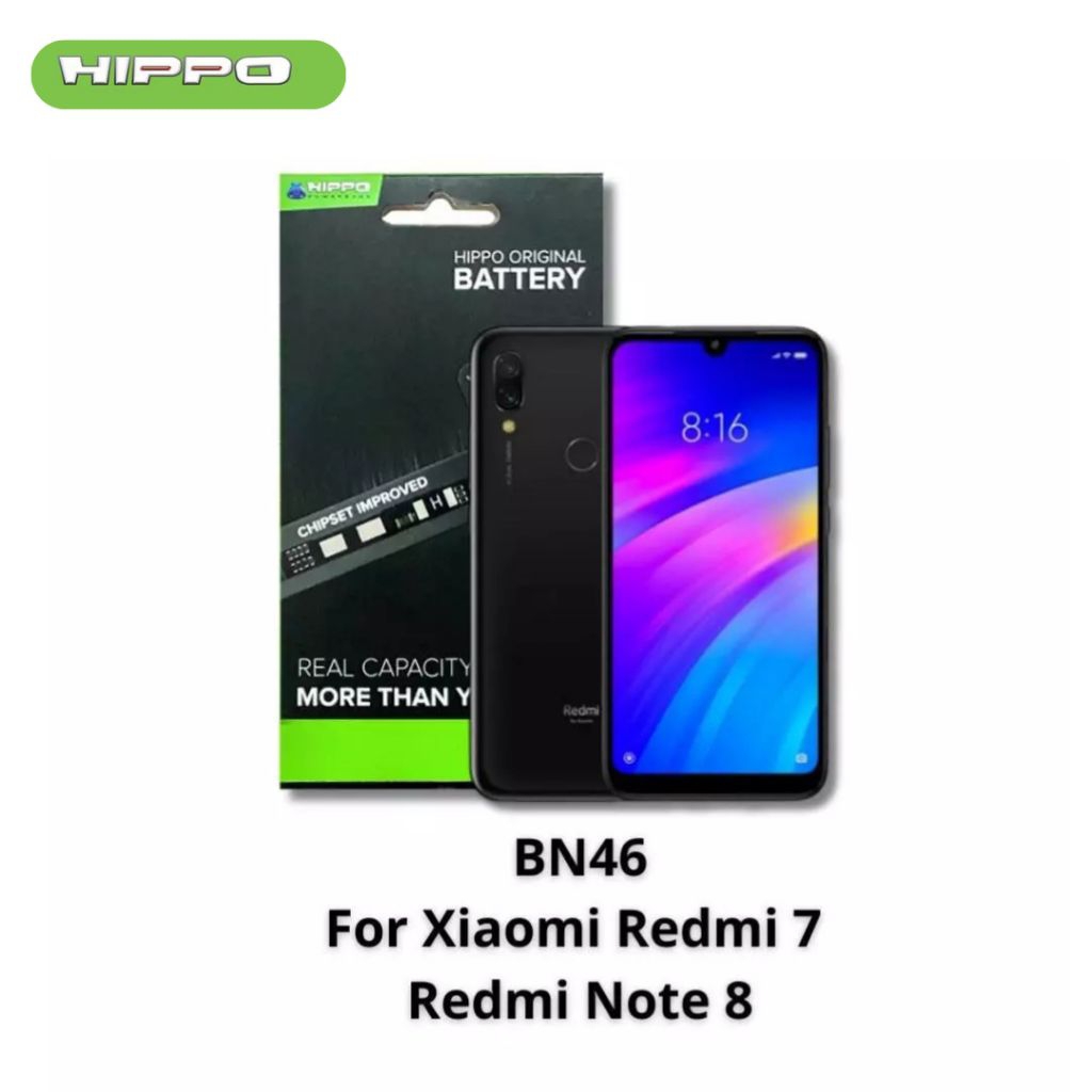 Hippo Baterai Baterry 100% ORI Baterai Xiaomi Redmi Note 8 / Xiaomi Redmi 7 BN46 4000MAH Original Batere Premium Batu Batre Batrai Handphone Garansi Resmi