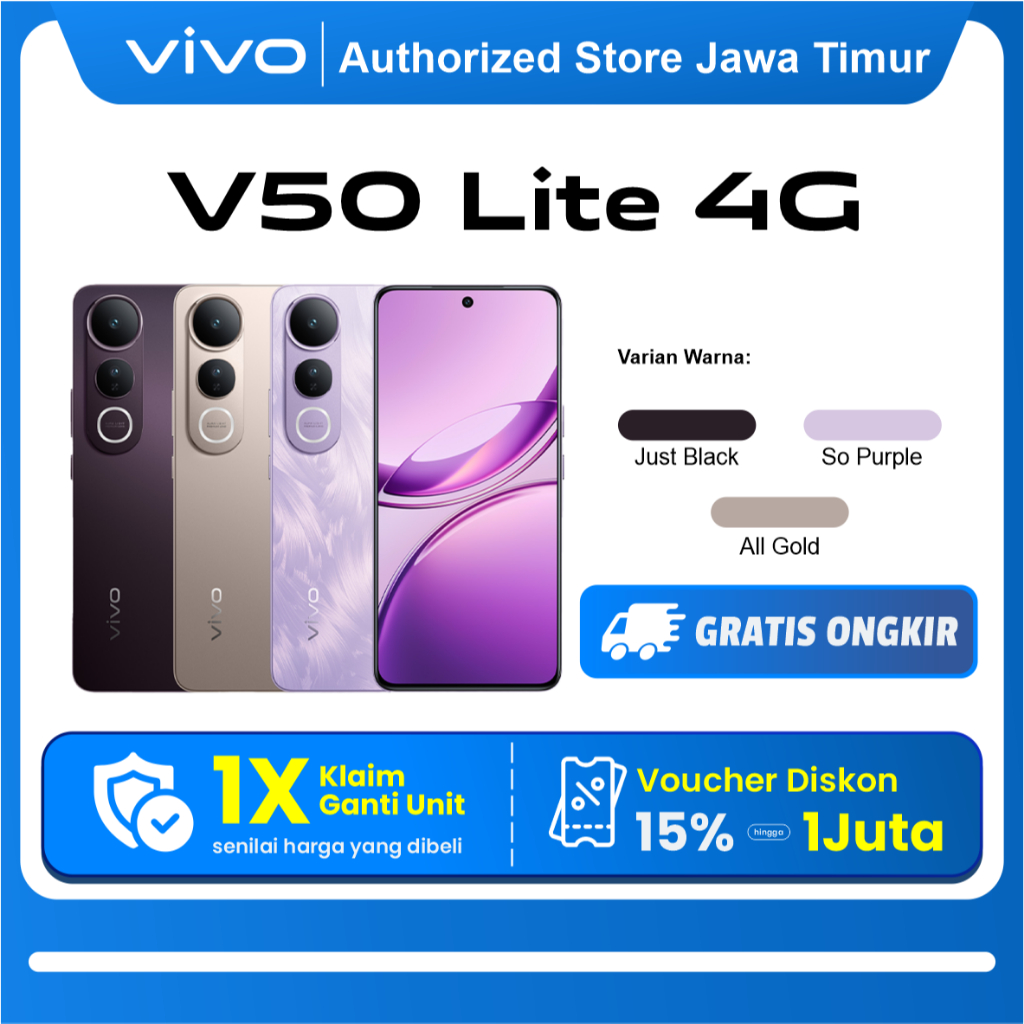 Vivo V50 Lite 5G 8+256GB [+12GB Extended RAM] Original Garansi Resmi 1 Tahun Vivo Indonesia - Gambar 2