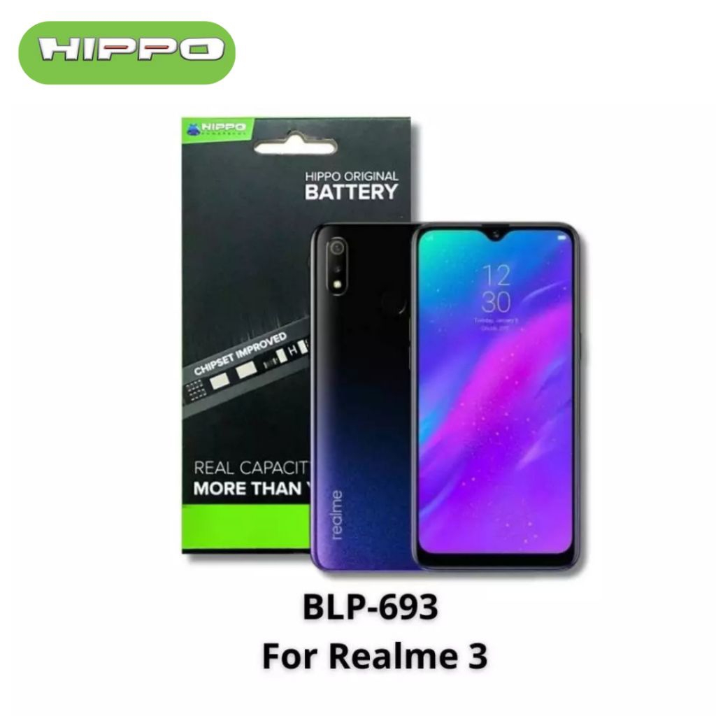 Hippo Batre Realme 3 BLP693 4230mAh Battery Batere Batrai Batre Original Cell Garansi resmi