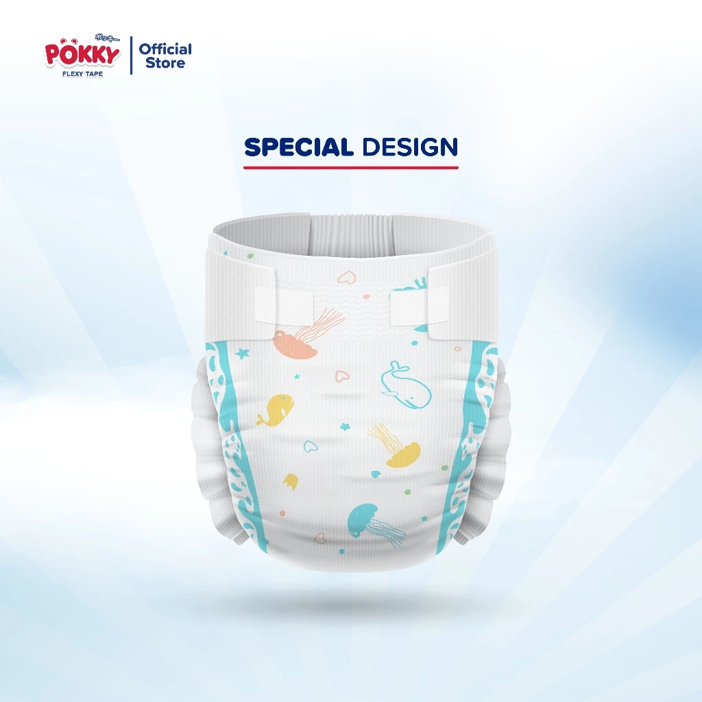 [SPECIAL DESAIN] POPOK PEREKAT POKKY FLEXY TAPE M9+2 / BABY DIAPERS BAYI BARU LAHIR UKURAN M LEMBUT BERKUALITAS - Gambar 2
