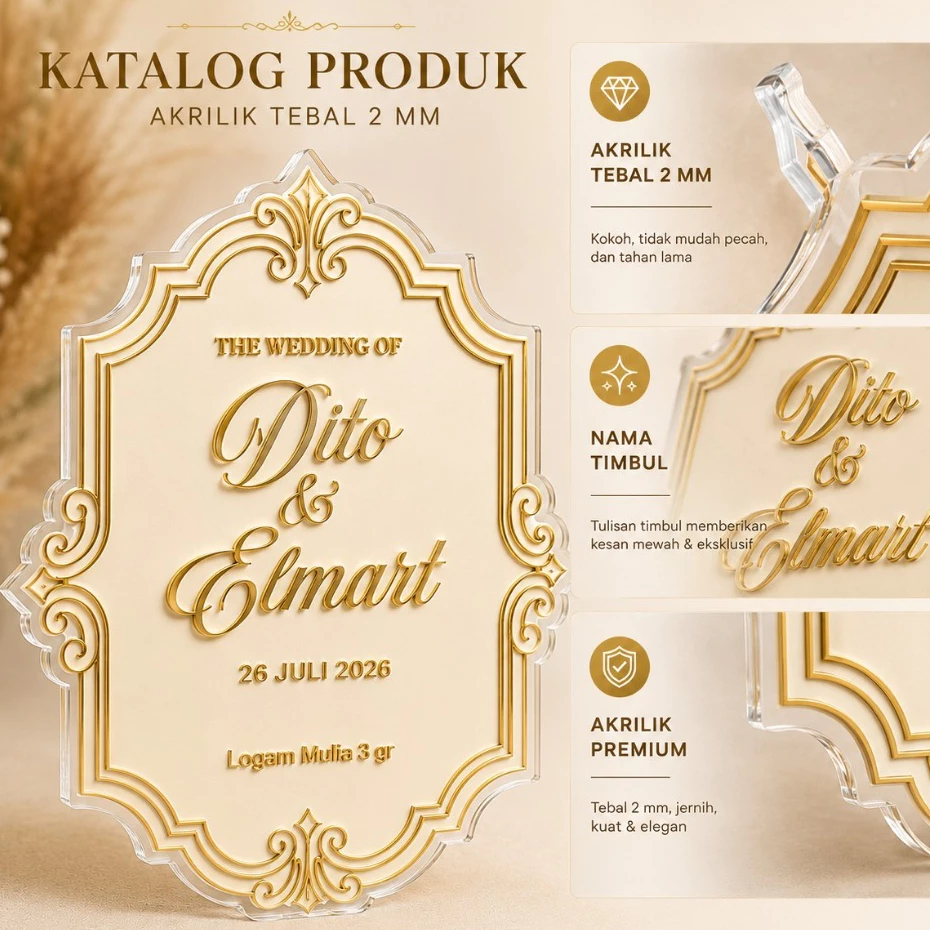 akrilik brush bahan mahar custom Mahar Akrilik Bridgerton Hyacinth Kerajaan - Mahar Tetes Air tema Bridgerton Kerajaan - Mahar Pernikahan Custom - Gambar 2