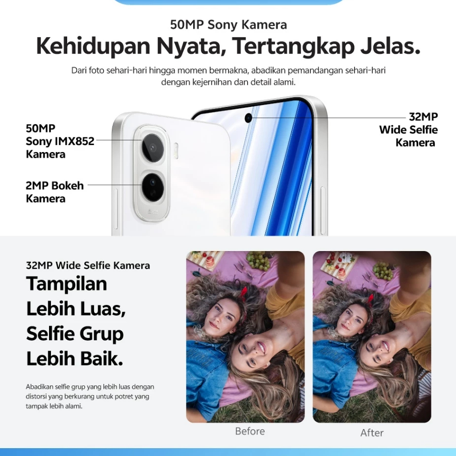[NEW LAUNCH] vivo Y500 (6+128 dan 6+256) Baterai 8100mAh Ultra Nonstop, Layar 1.5K AMOLED Borderless, 32MP Wide Selfie + 50MP Sony Kamera, 3K Vapor Chamber Cooling, IP68/69 Tahan Air Ekstrem - Gambar 4