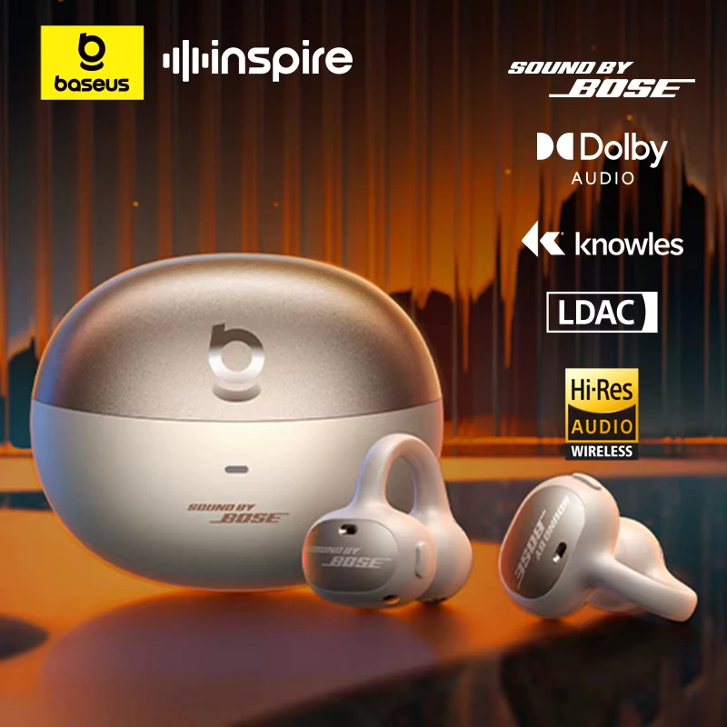 Baseus Inspire XC1 Open-Ear True Wireless Earbuds Clip on Design Earphone with 40Hrs Playtime&Water resistance