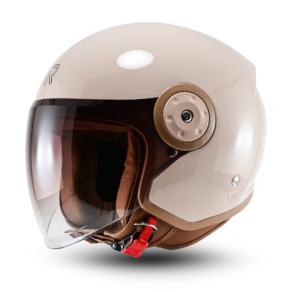 Helm Half Face Hijab Solid Dewasa Pria Wanita SNI Visor Smoke - Gambar 4