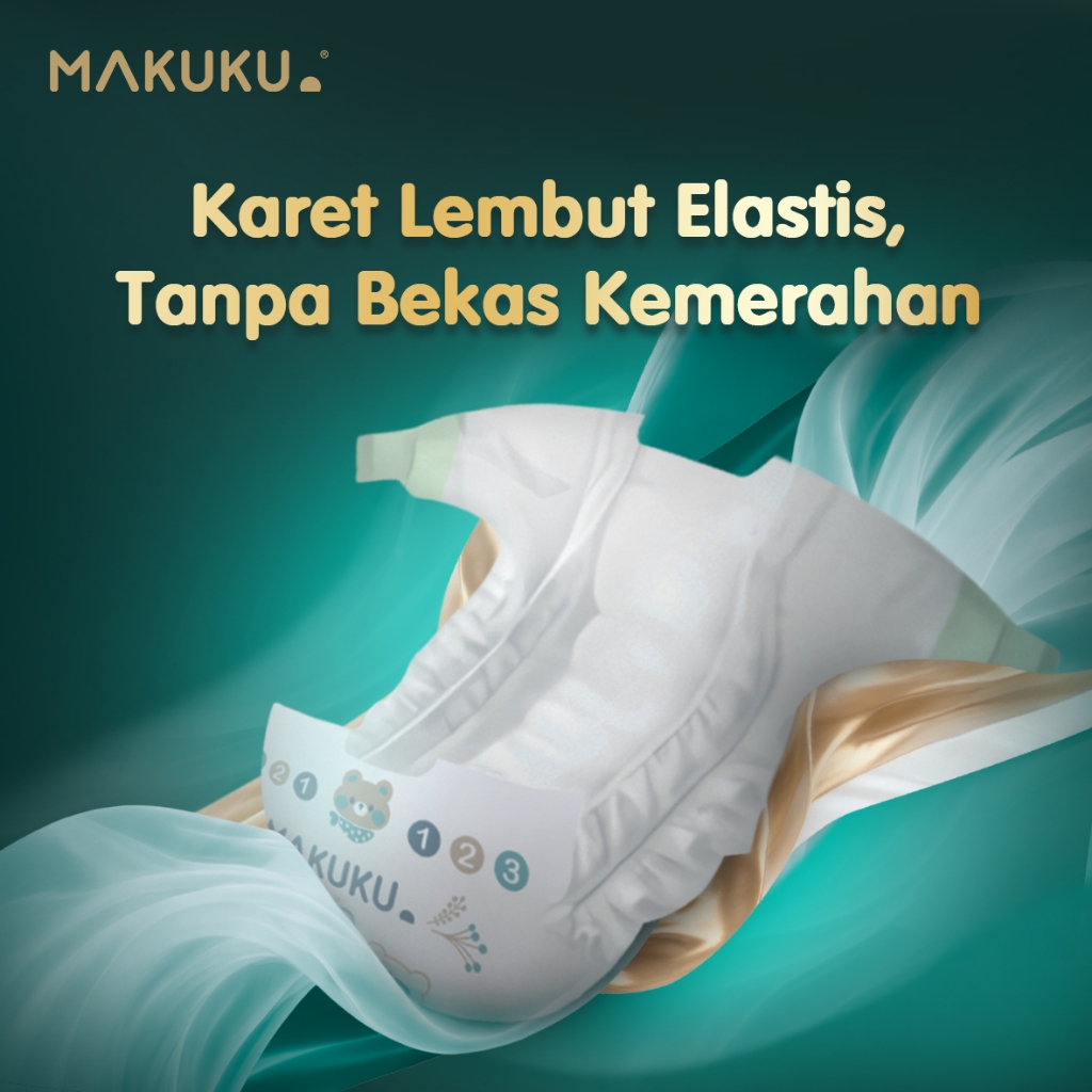 [4 PACK] Makuku DIapers Slim Luxury Silky Celana / Pants Perekat / Tape Jumbo S48 / S40 / M52 / L50 /XL48 Popok Bayi - Gambar 3