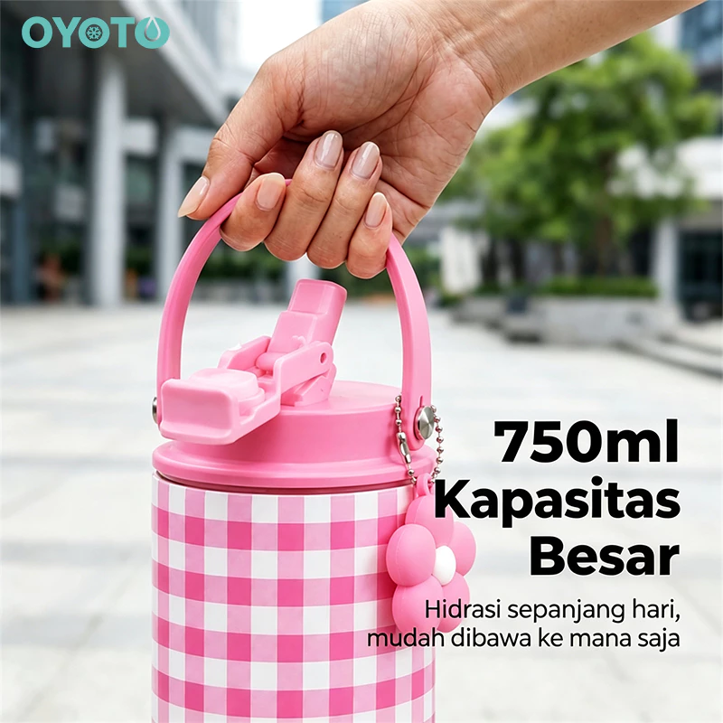 OYOTO Tumbler Botol Minum Portable Bottle Tahan Panas Tahan Dingin Stainless Steel 304 With Handle Tumbler Stainless - Gambar 3