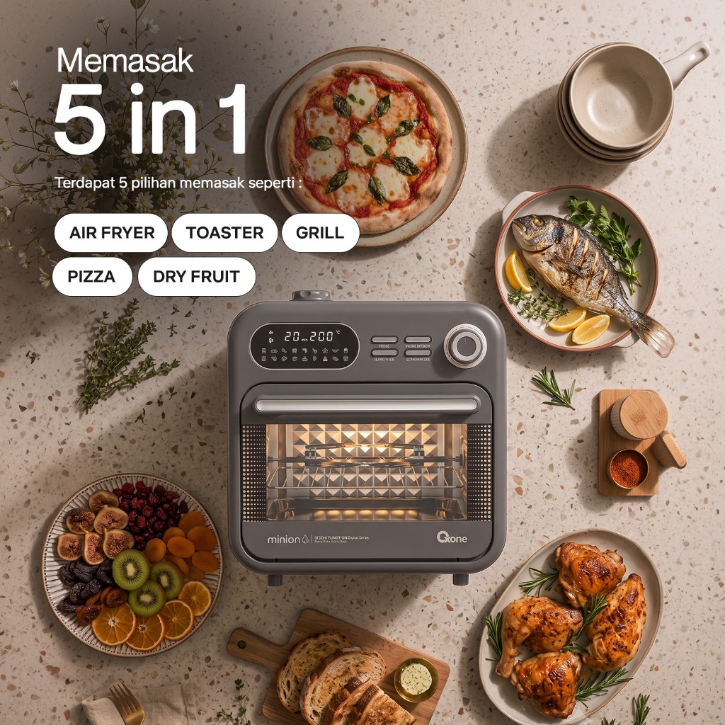 Oxone OX276DS Retro Mini Oven & Air Fryer Minion Series - Gambar 2