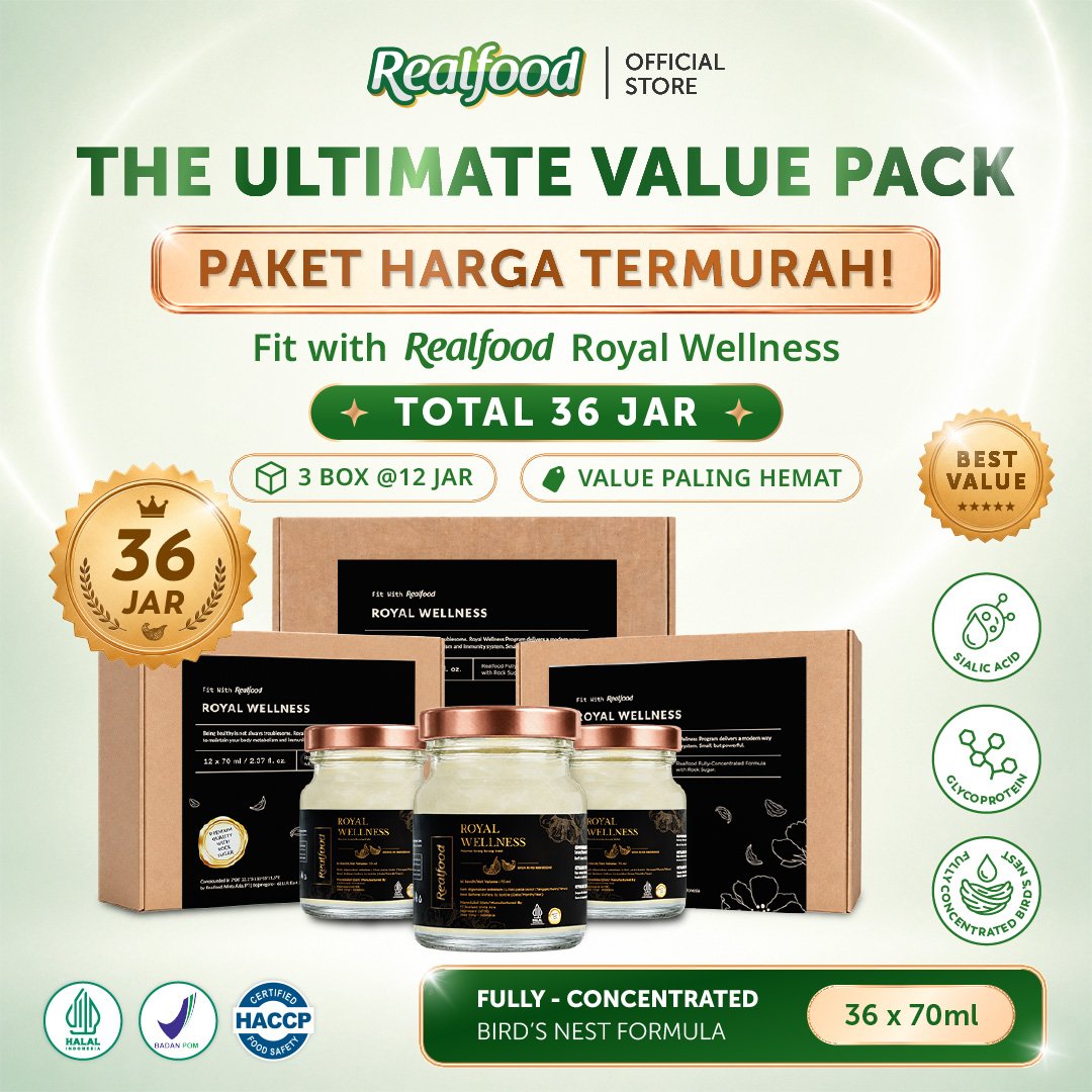 Realfood Triple Bundle Royal Wellness Minuman Sarang Burung Walet, 36 Jar