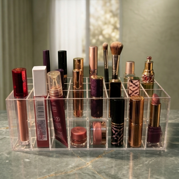 Tempat Makeup kosmetik akrilik 24 lobang - Gambar 3