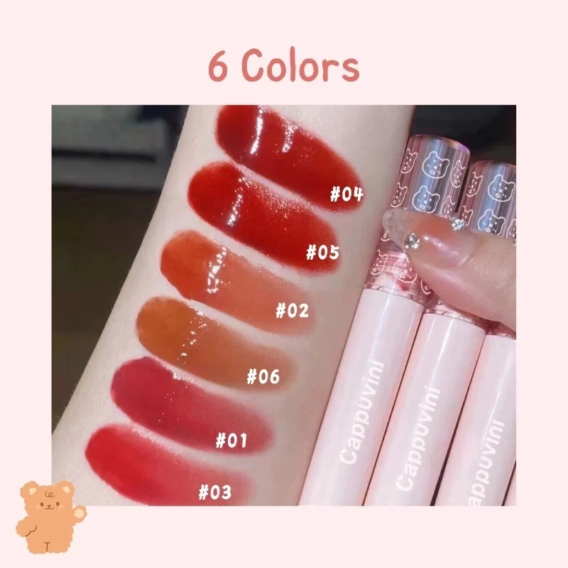 CAPPUVINI Lip Gloss Korean Glass Water Tint Mirror Glossy Lip Cream Waterproof Melembabkan Bibir Plump Murah 77020 - Gambar 4