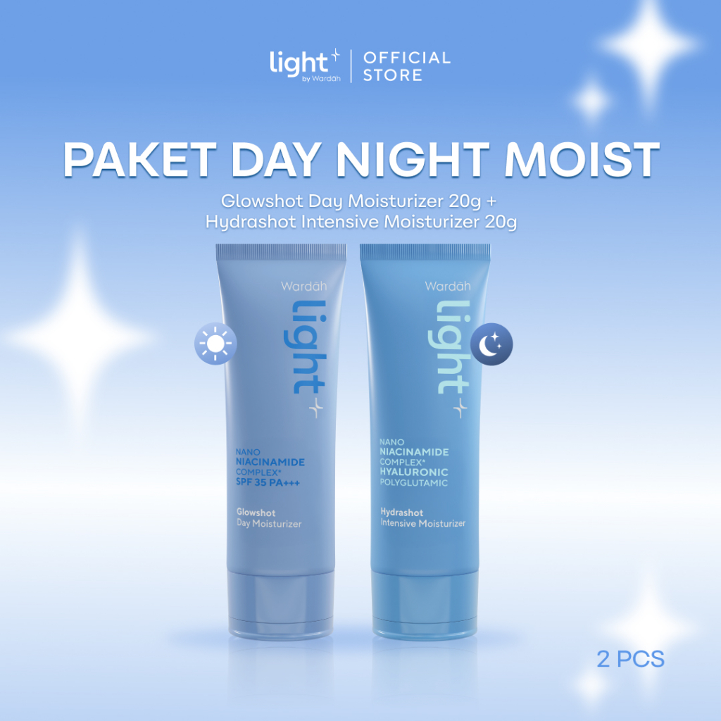 Wardah Lightplus Paket 2 pcs Day & Night Moisturzier 30 g - Glowshot Day Moisturizer, Intensive Moisturizer - Mencerahkan, Menjaga Skin Barrier, Menempelkan Makeup, Mengurangi Kemerahan, Menghidrasi Kulit, Lightening - Skincare - Gambar 4