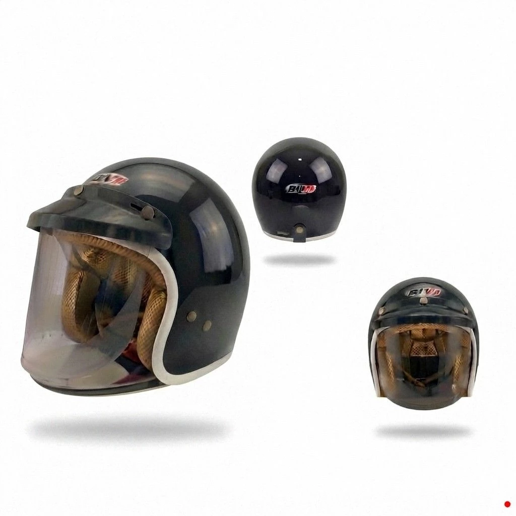 Helm Retro - Helm Bogo Half Face Wanita Stylish Modis BIVI PREMIO LIST PUTIH PRIA WANITA Ukuran M - L Keren SNI